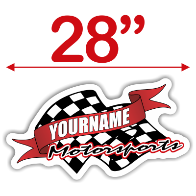 Custom Your Name Motorsports Trailer Decals with Checkered Flag - MxNumbers