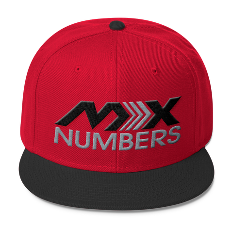 MxNumbers Snapback Hat with Gray Undervisor- Black with Gray Arrow Logo - MxNumbers