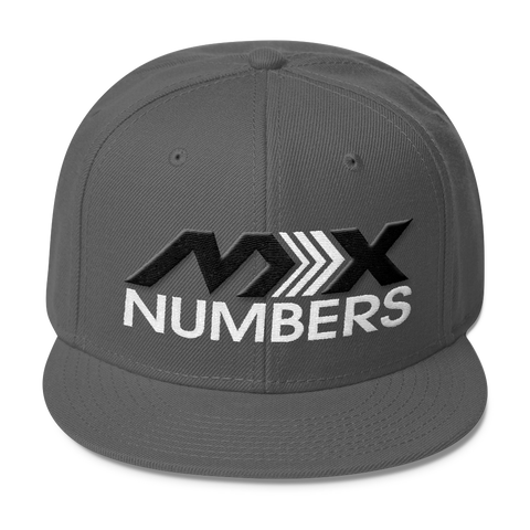 MxNumbers Snapback Hat with Gray Undervisor- Black with White Arrow Logo - MxNumbers