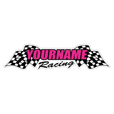 Custom Your Name Racing with Flags Trailer Decals/Stickers - 6" 8" 12" 18" 28" 36" 48" 72" 115"