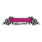 Custom Your Name Racing with Flags Trailer Decals/Stickers - 6" 8" 12" 18" 28" 36" 48" 72" 115"