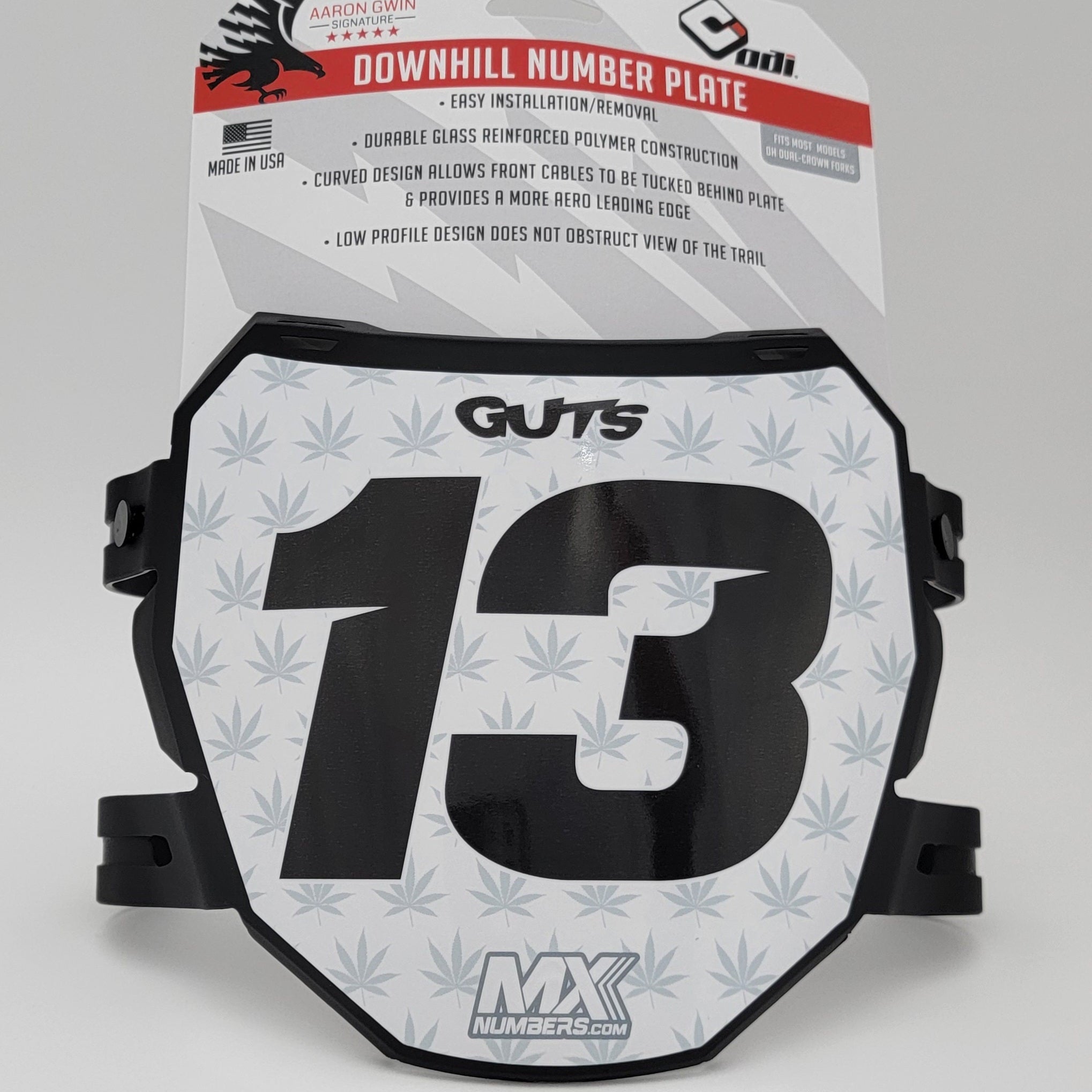 Marijuana Leaf Print Custom ODI Downhill Plate Decal