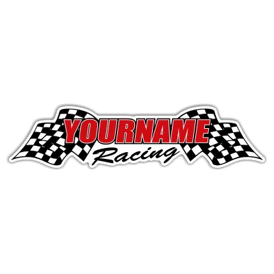 Custom Your Name Racing with Flags Trailer Decals/Stickers - 6" 8" 12" 18" 28" 36" 48" 72" 115"