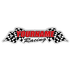 Custom Your Name Racing with Flags Trailer Decals/Stickers - 6" 8" 12" 18" 28" 36" 48" 72" 115"