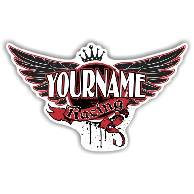 Custom Your Name Racing Trailer Decals with Wings and Crown