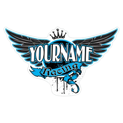 Custom Your Name Racing Trailer Decals with Wings and Crown