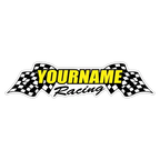 Custom Your Name Racing with Flags Trailer Decals/Stickers - 6" 8" 12" 18" 28" 36" 48" 72" 115"