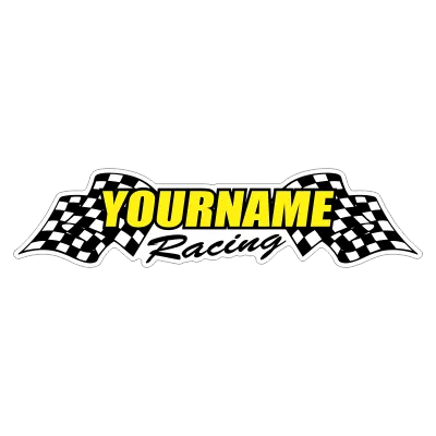 Custom Your Name Racing with Flags Trailer Decals/Stickers - 6" 8" 12" 18" 28" 36" 48" 72" 115"