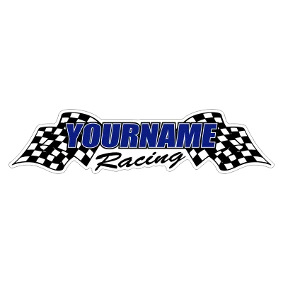 Custom Your Name Racing with Flags Trailer Decals/Stickers - 6" 8" 12" 18" 28" 36" 48" 72" 115"