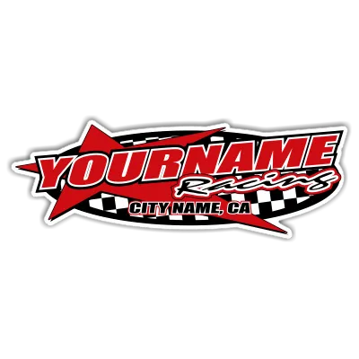 Custom Your Team Name Racing with Star Design Decals/Stickers -Trailer 6" 8" 12" 18" 28" 36" 48"
