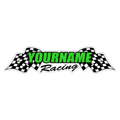 Custom Your Name Racing with Flags Trailer Decals/Stickers - 6" 8" 12" 18" 28" 36" 48" 72" 115"