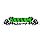 Custom Your Name Racing with Flags Trailer Decals/Stickers - 6" 8" 12" 18" 28" 36" 48" 72" 115"