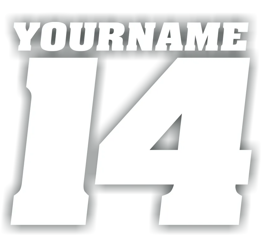 Single Color Race Number Decals With Name