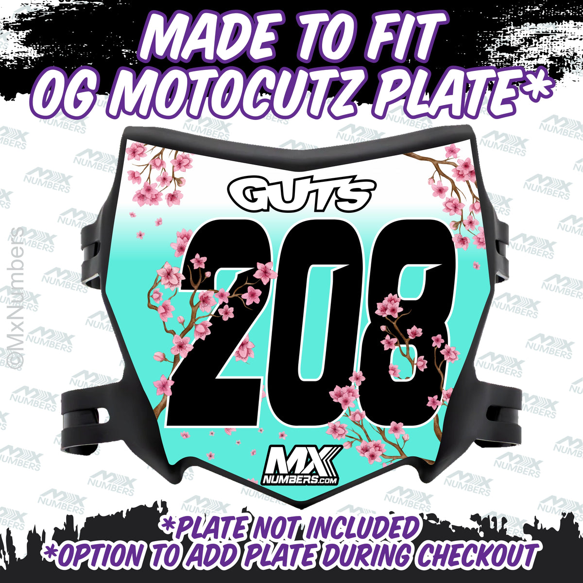 Motocutz Plate Decal Uncanned Energy Series - Sakura Cherry Blossom Design