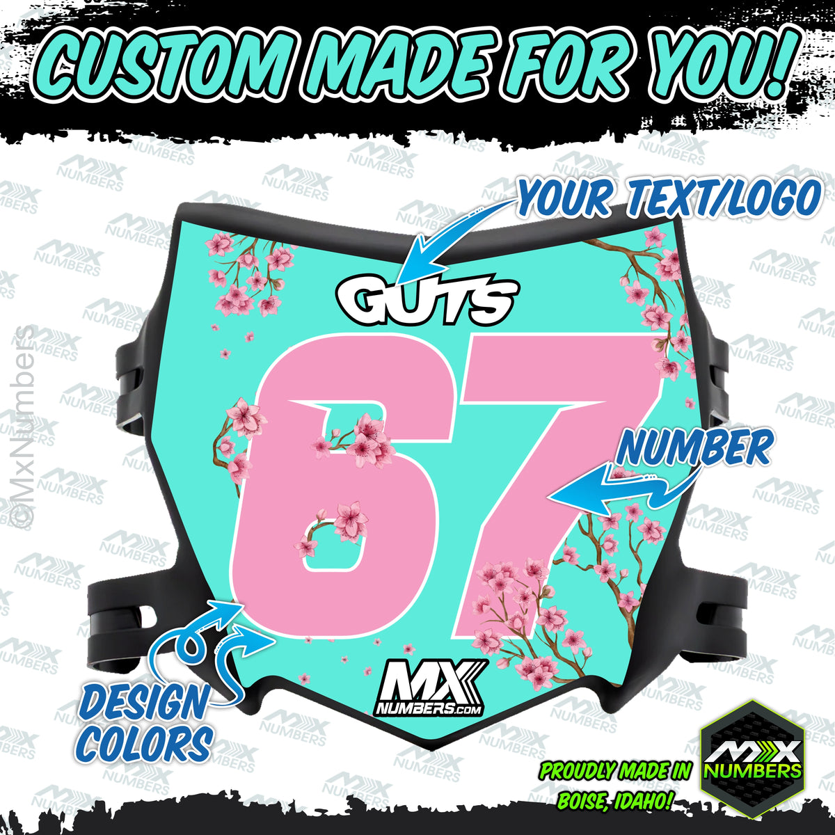 Motocutz Plate Decal Uncanned Energy Series - Sakura Cherry Blossom Design