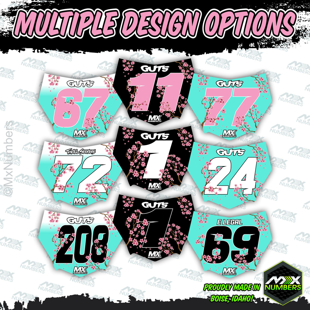Motocutz Plate Decal Uncanned Energy Series - Sakura Cherry Blossom Design