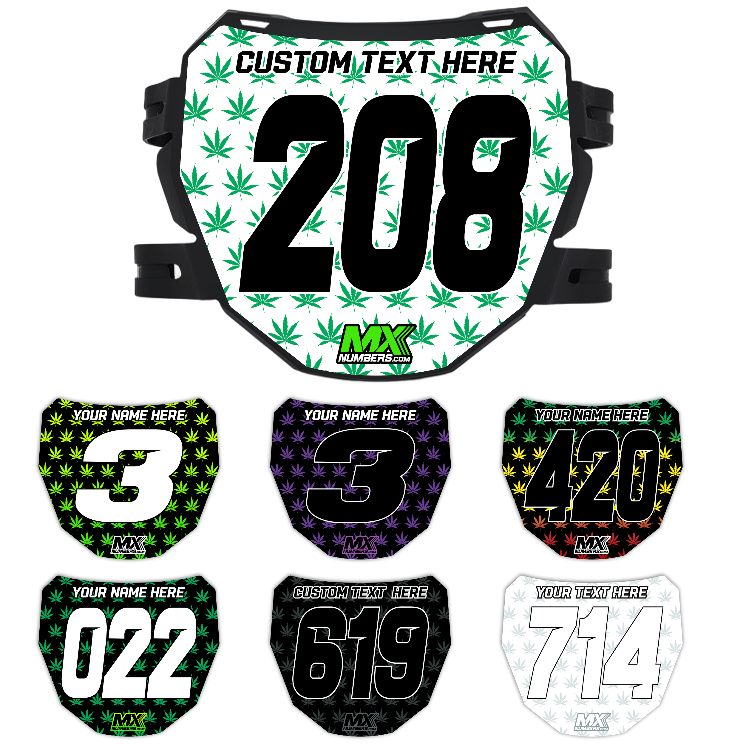 Marijuana Leaf Print Custom ODI Downhill Plate Decal