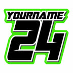 Multicolored Race Number Decals with Name - 6s Design -