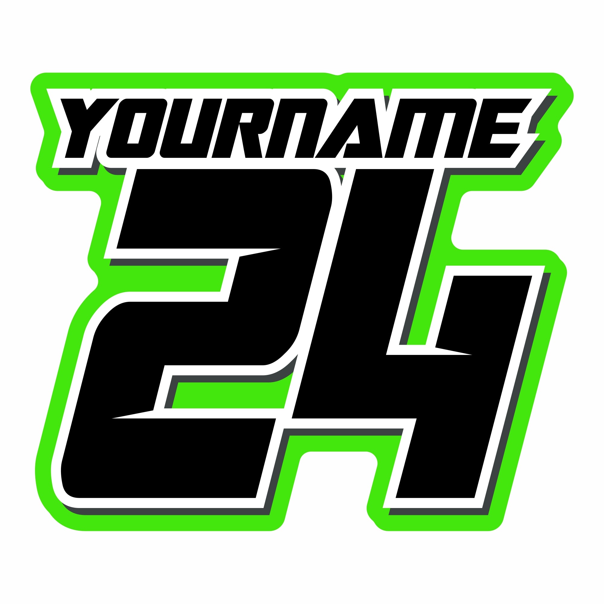 Multicolored Race Number Decals with Name - 6s Design -