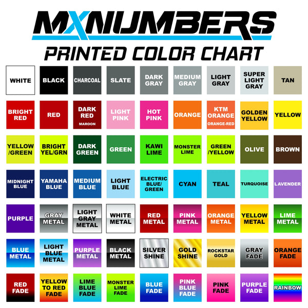 Multicolored Race Numbers -Printed & Laminated- Drop Shadow Design