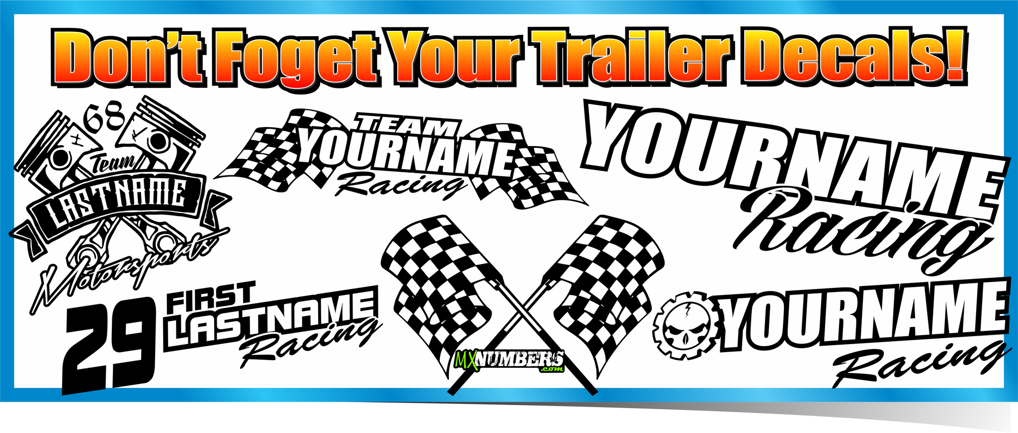 MxNumbers- Dirtbike, ATV & Kart Vinyl Race Number Graphics