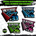 Custom Your Name Racing Decals with Race Number