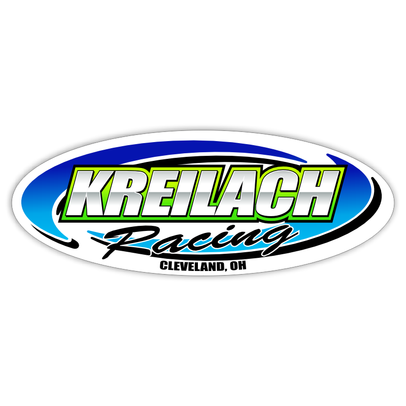 Kreilach Racing -Green and Blue Oval Decals/Stickers - 6" 8" 12" 18" 28" 36" 48"