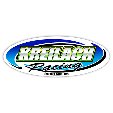 Kreilach Racing -Green and Blue Oval Decals/Stickers - 6" 8" 12" 18" 28" 36" 48"