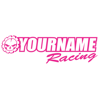 Skull Gear with Custom Text Racing Graphic Single Color