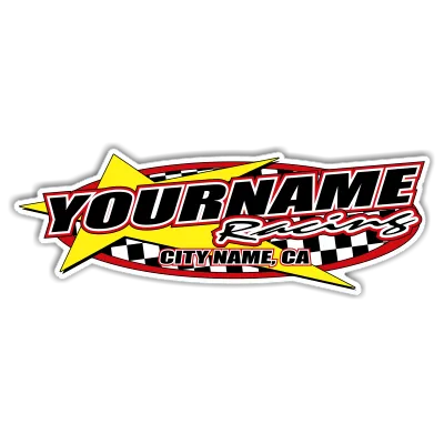 Custom Your Team Name Racing with Star Design Decals/Stickers -Trailer 6" 8" 12" 18" 28" 36" 48"