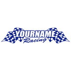 Custom Your Name Racing Decal for Trailer with Flag Graphic -Single Color