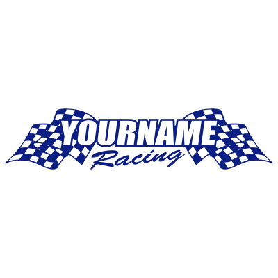 Custom Your Name Racing Decal for Trailer with Flag Graphic -Single Color