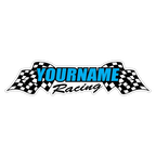 Custom Your Name Racing with Flags Trailer Decals/Stickers - 6" 8" 12" 18" 28" 36" 48" 72" 115"
