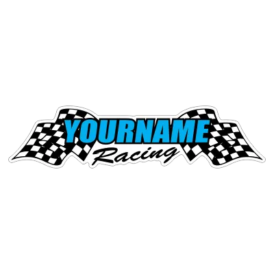 Custom Your Name Racing with Flags Trailer Decals/Stickers - 6" 8" 12" 18" 28" 36" 48" 72" 115"