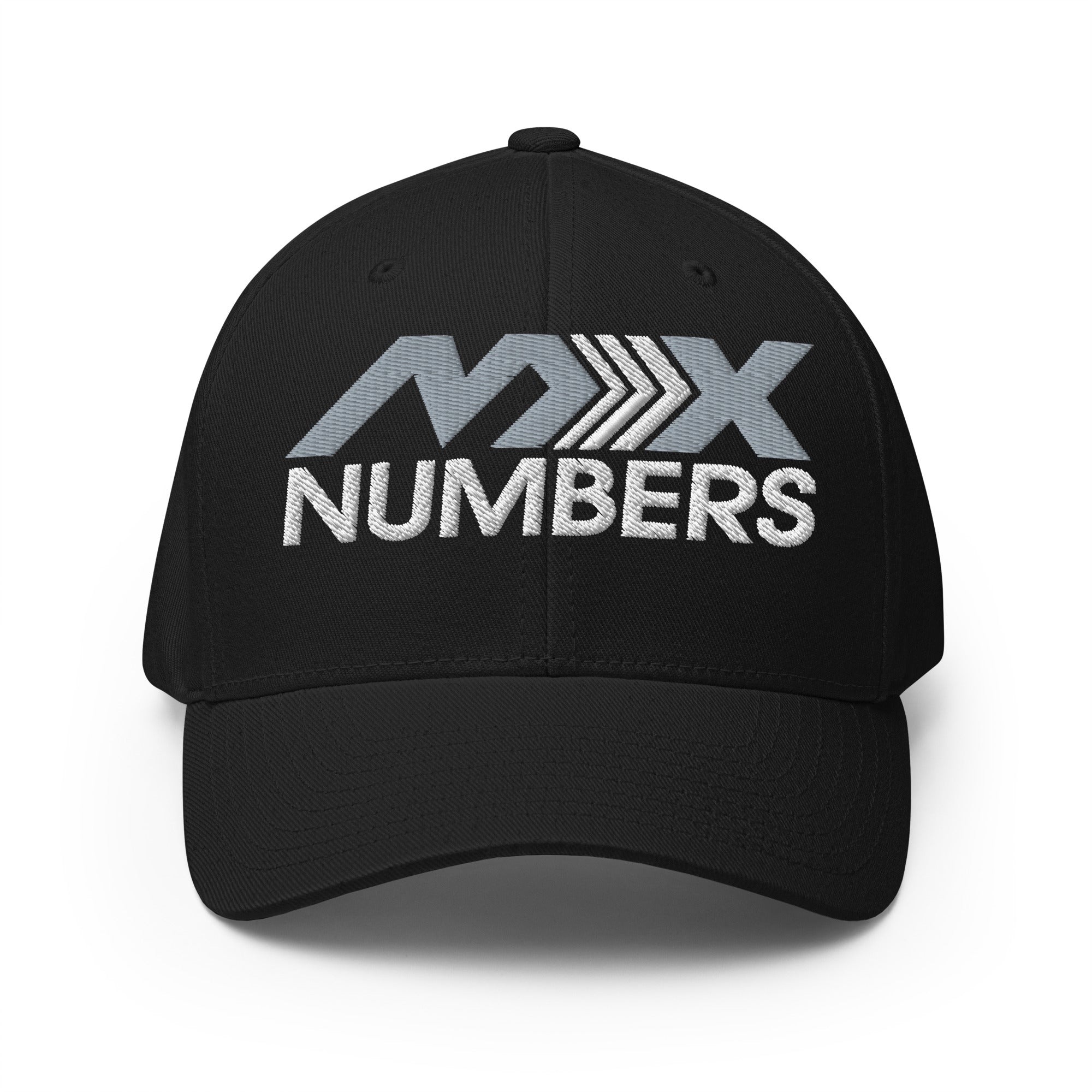 MxNumbers Flexfit Hat with Gray Undervisor- Gray with White Arrow Logo