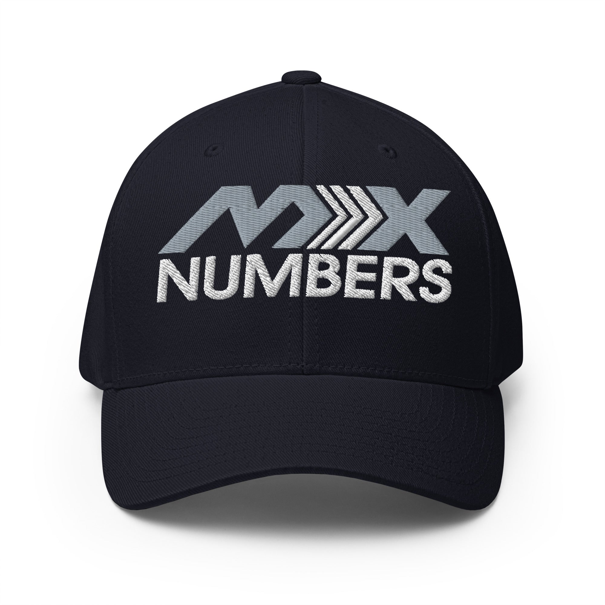 MxNumbers Flexfit Hat with Gray Undervisor- Gray with White Arrow Logo