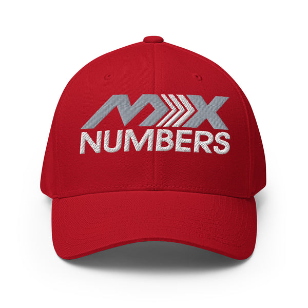 MxNumbers Flexfit Hat with Gray Undervisor- Gray with White Arrow Logo