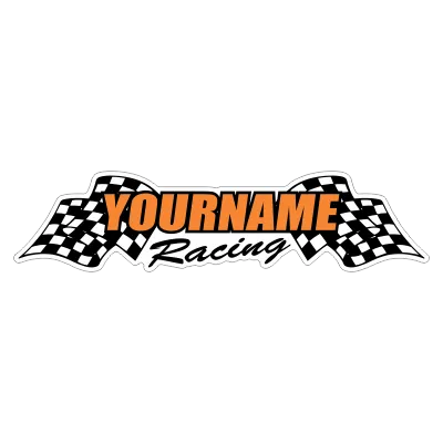 Custom Your Name Racing with Flags Trailer Decals/Stickers - 6" 8" 12" 18" 28" 36" 48" 72" 115"