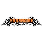Custom Your Name Racing with Flags Trailer Decals/Stickers - 6" 8" 12" 18" 28" 36" 48" 72" 115"