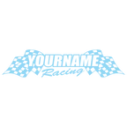Custom Your Name Racing Decal for Trailer with Flag Graphic -Single Color