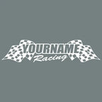 Custom Your Name Racing Decal for Trailer with Flag Graphic -Single Color