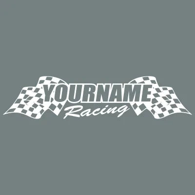 Custom Your Name Racing Decal for Trailer with Flag Graphic -Single Color