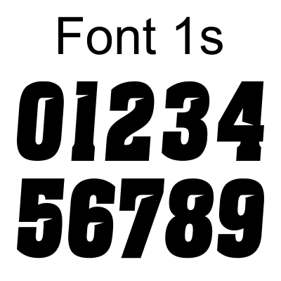 1 Color Race Number Decals - Sliced Fonts - MxNumbers