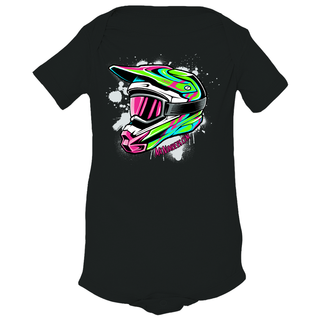 Splatter Motocross Helmet Baby Onesie