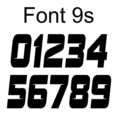 1 Color Race Number Decals - Sliced Fonts - MxNumbers