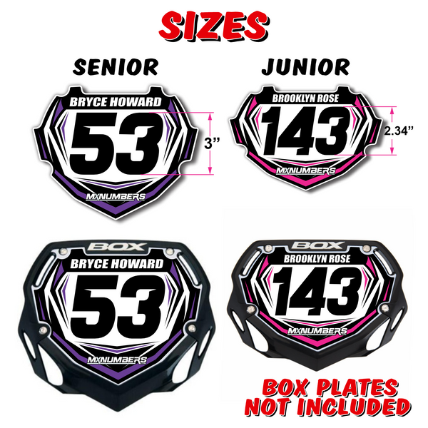 BMX Plate Decal Custom Number, Name and Colors | Fits BOX Phase 2 Plates