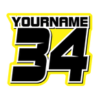 Multicolored Race Numbers with Name -Printed & Laminated- Drop Shadow Design - MxNumbers