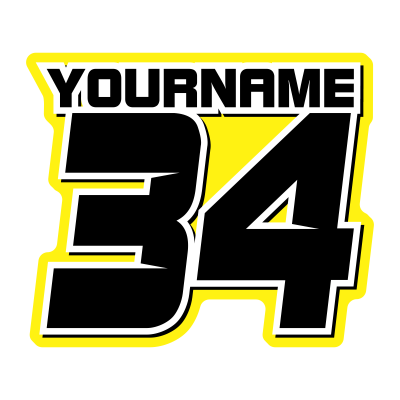 Multicolored Race Numbers with Name -Printed & Laminated- Drop Shadow Design - MxNumbers