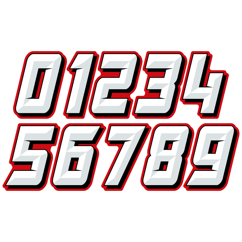 Multicolored Race Numbers - Chiseled Design - MxNumbers