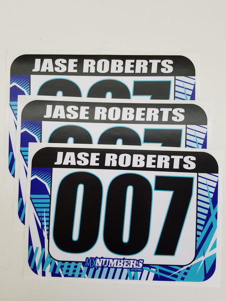 Race Numbers with Name -Road Rash Design